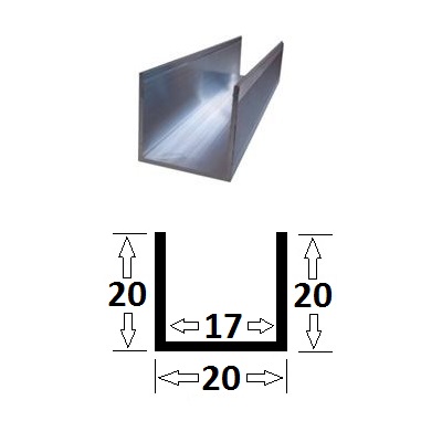 ALUMINIUM "Π" PROFILE 20Χ20 MM (LENTGH 5Μ)