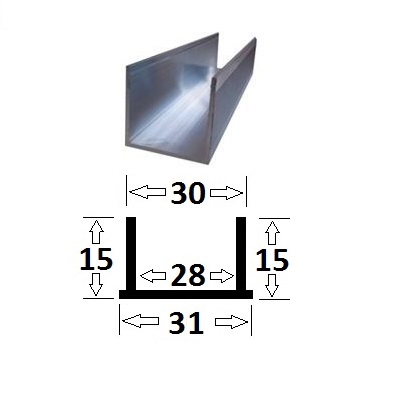 ALUMINIUM "Π" PROFILE 30Χ15 MM (LENTGH 5Μ)