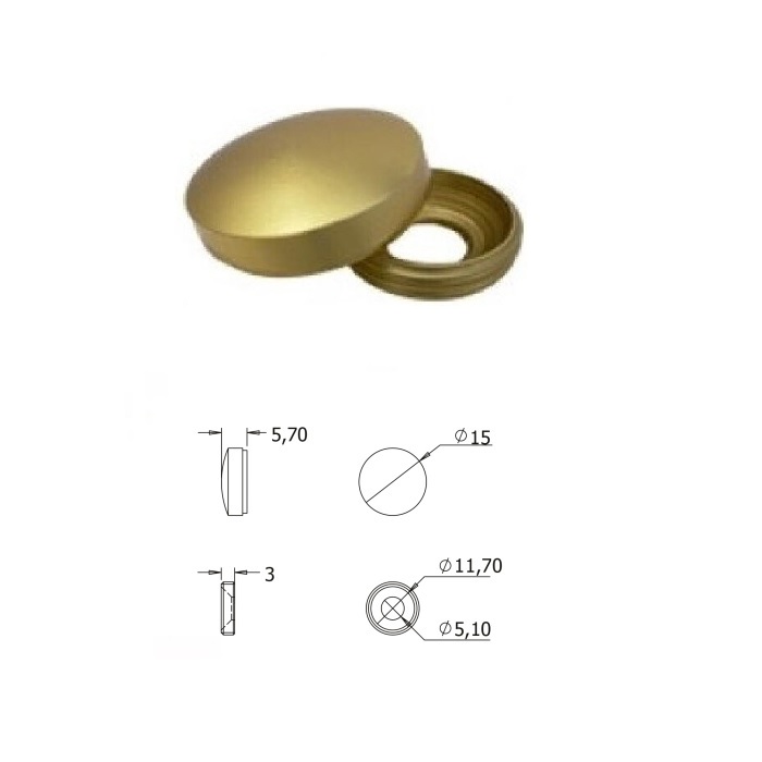 ΤΑΠΑ ΒΙΔΑΣ ΜΕΤΑΛΛΙΚΗ ΣΤΡΟΓΓΥΛΗ Φ15 ΕΛΛΗΝΙΚΗ ΧΡΥΣΗ