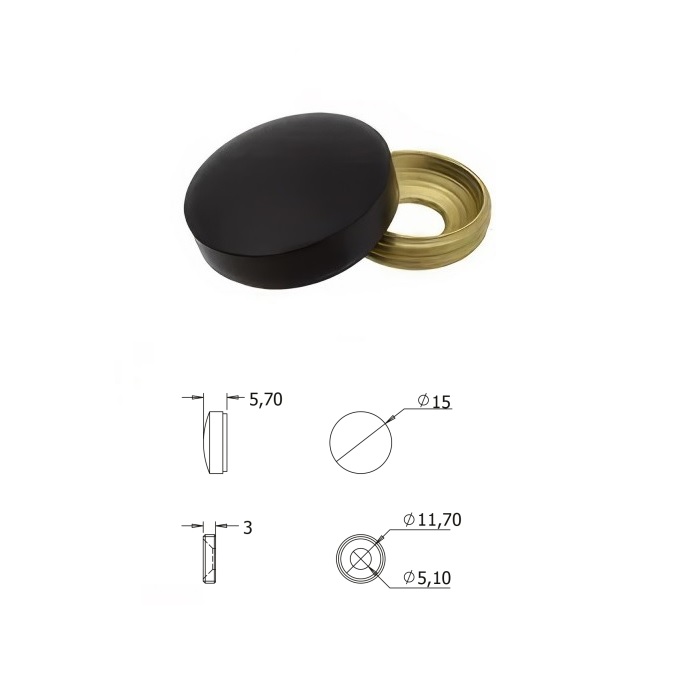 ΤΑΠΑ ΒΙΔΑΣ ΜΕΤΑΛΛΙΚΗ ΣΤΡΟΓΓΥΛΗ Φ15 ΕΛΛΗΝΙΚΗ ΜΑΥΡΗ