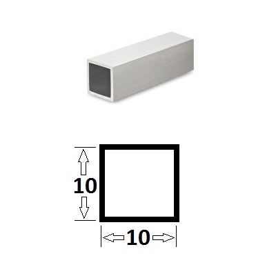 ALUMINIUM SQUARE SHAPE PROFILE 10Χ10Χ1 MM (LENTGH 5Μ)